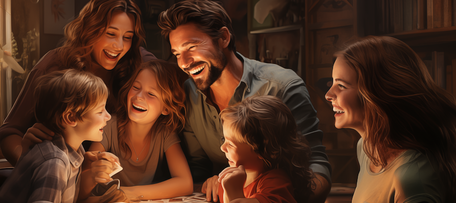 A family enjoying game night